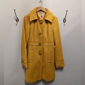 Tulle Wool Peacoat - Mustard